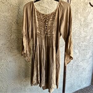 NWT Rebellion Dress Gold/Bronze Embroidered Corset Size M